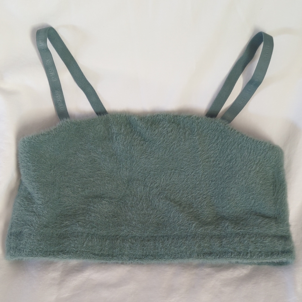 RARE Gymshark Whitney Simmons Eyelash Knit Bandeau Top Leaf Green Size L